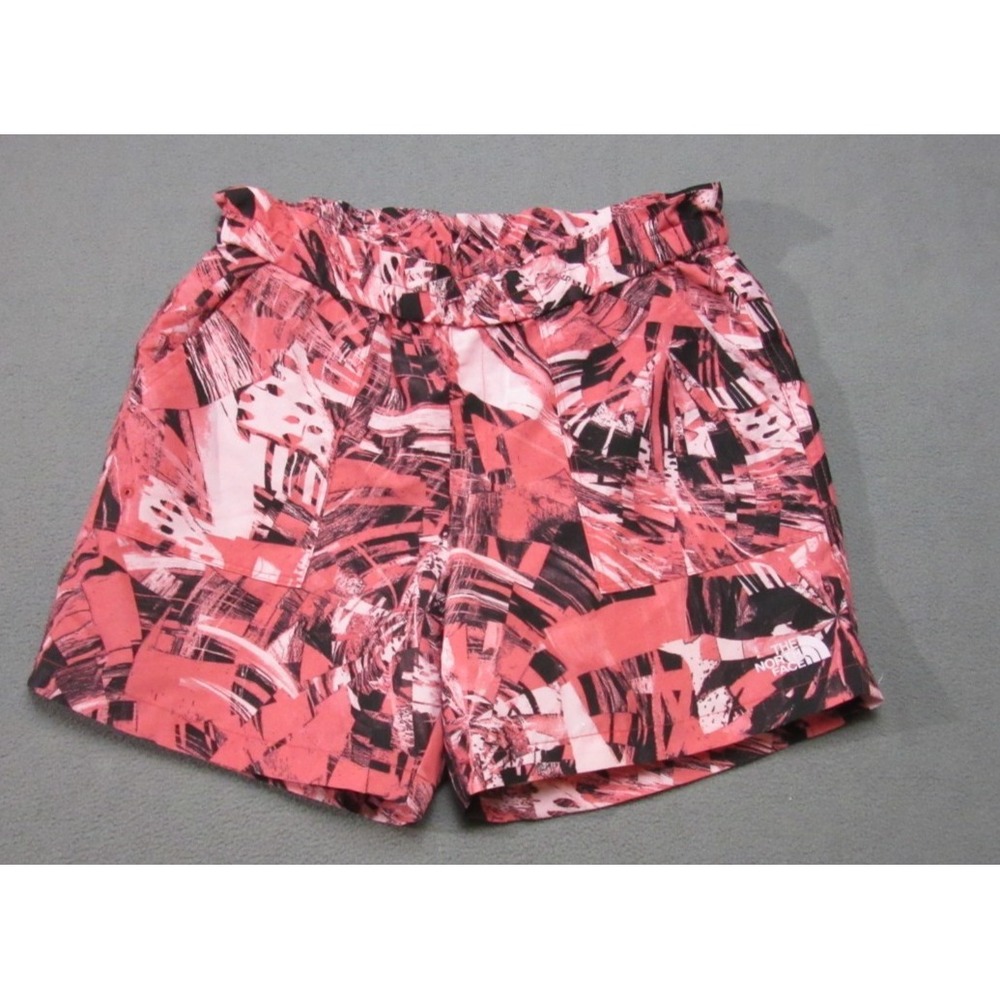 The North Face Shorts Girls Large 14 16 Pink Black Abstract Flashdry Drawstring
